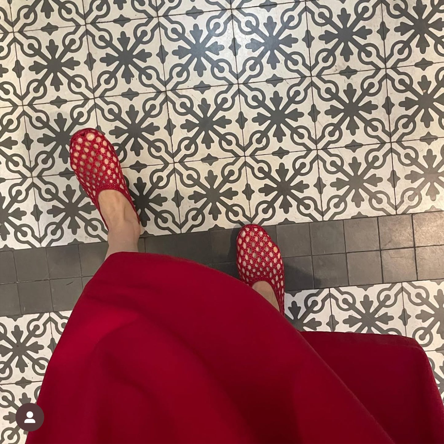 Red Woven Round-Toe Slip-On Classic Ballet Flats