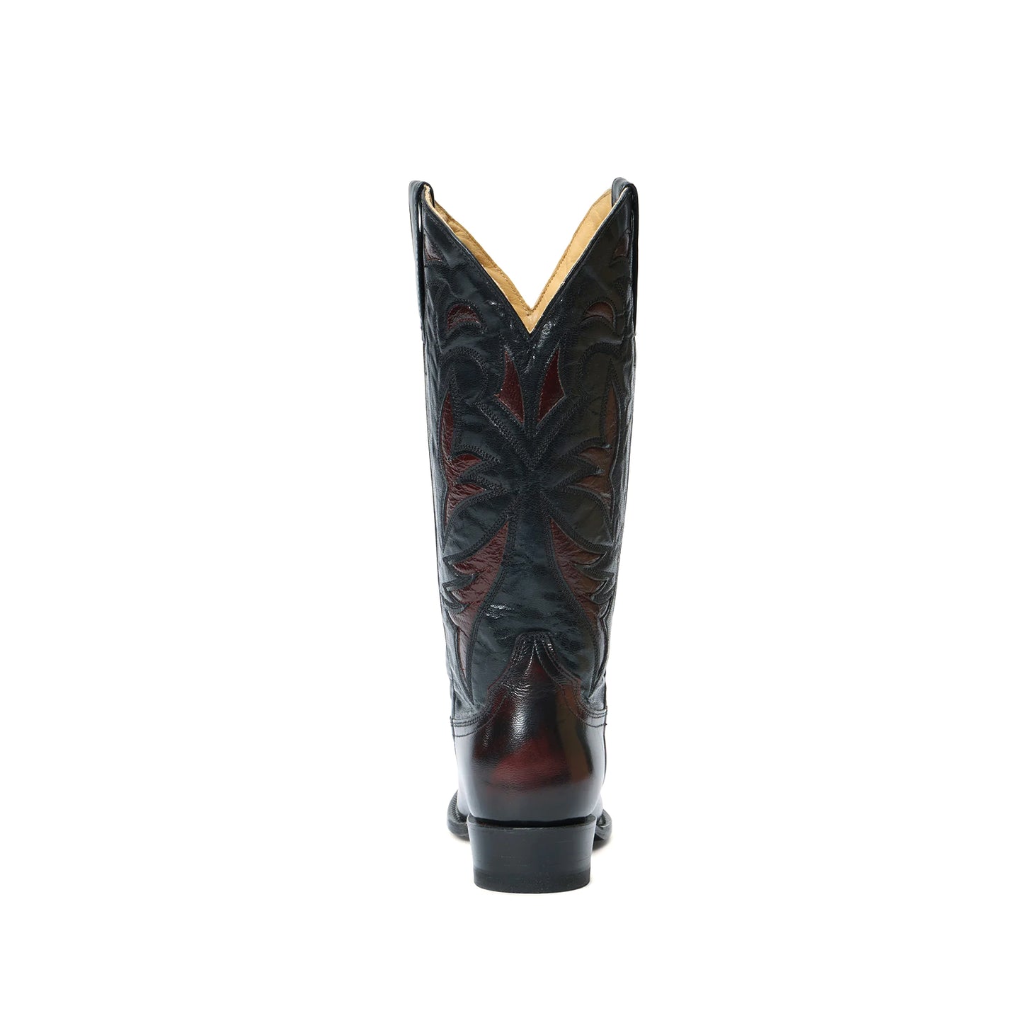 Black Cherry Snip-Toe Embroidery Classic Mid Calf Cowgirl Boots