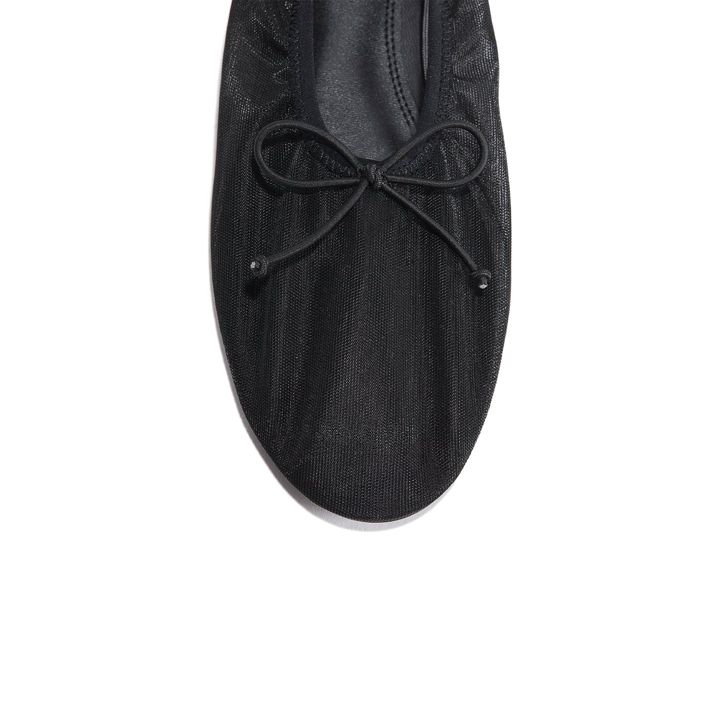 Black Mesh Round-Toe Classic Front Bow Ballet Flats