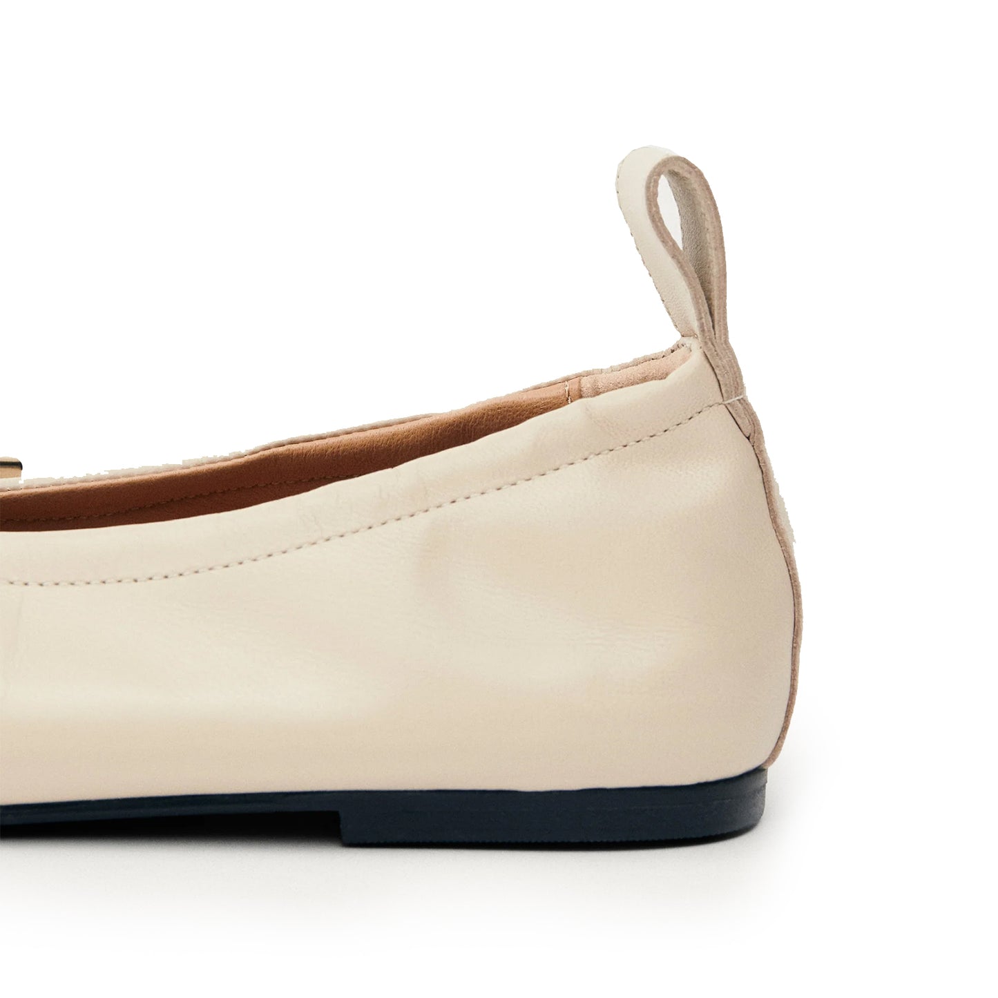 Cream Square-Toe Stretchy Ballet Flats