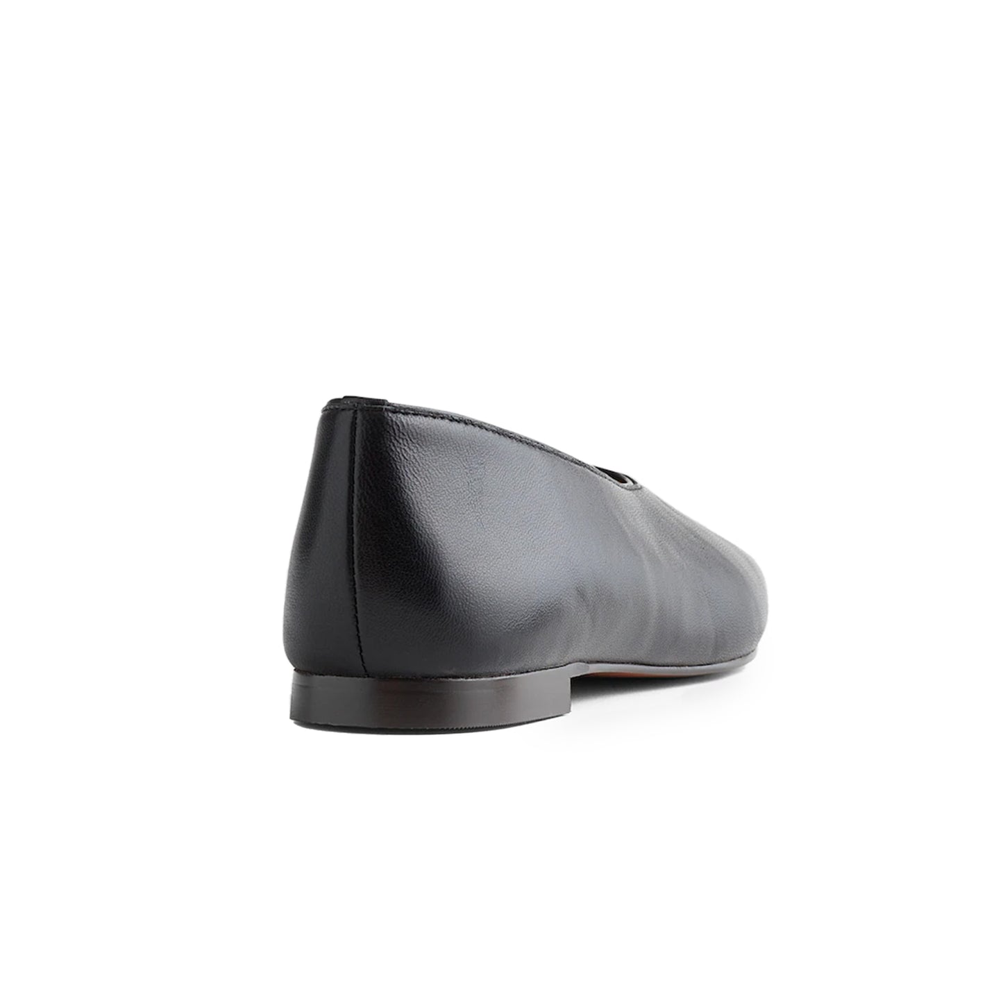 Black Vegan Leather Square-Toe Ballet Flats