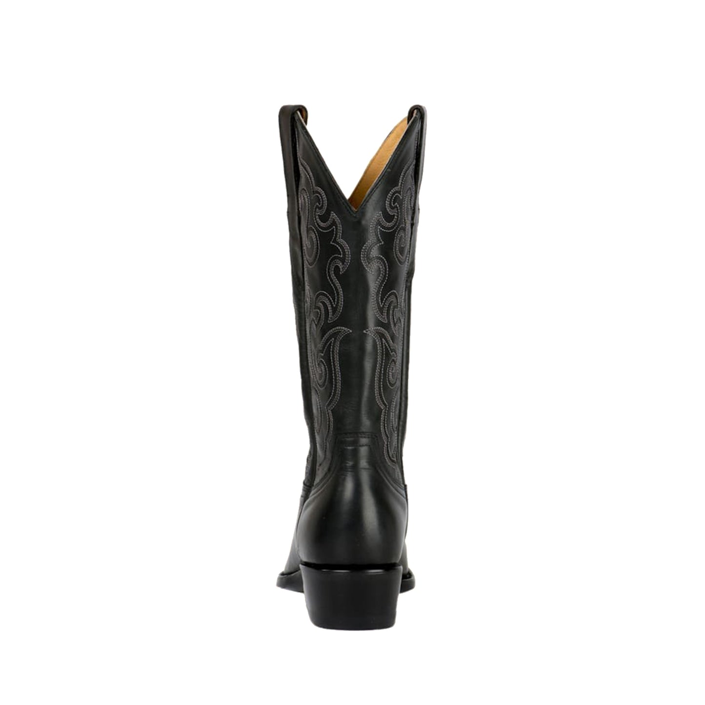 Black Snip-Toe Delicate Embroidery Mid Calf Classic Cowgirl Boots