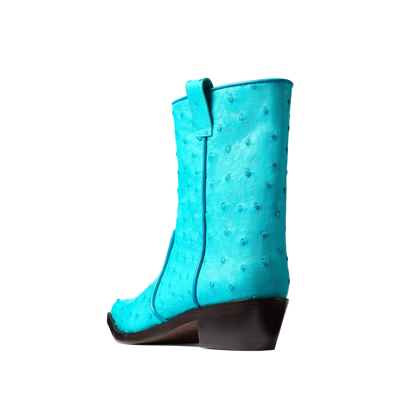 Blue Ostrich Print Snip-Toe Simple Ankle Classic Cowgirl Boots