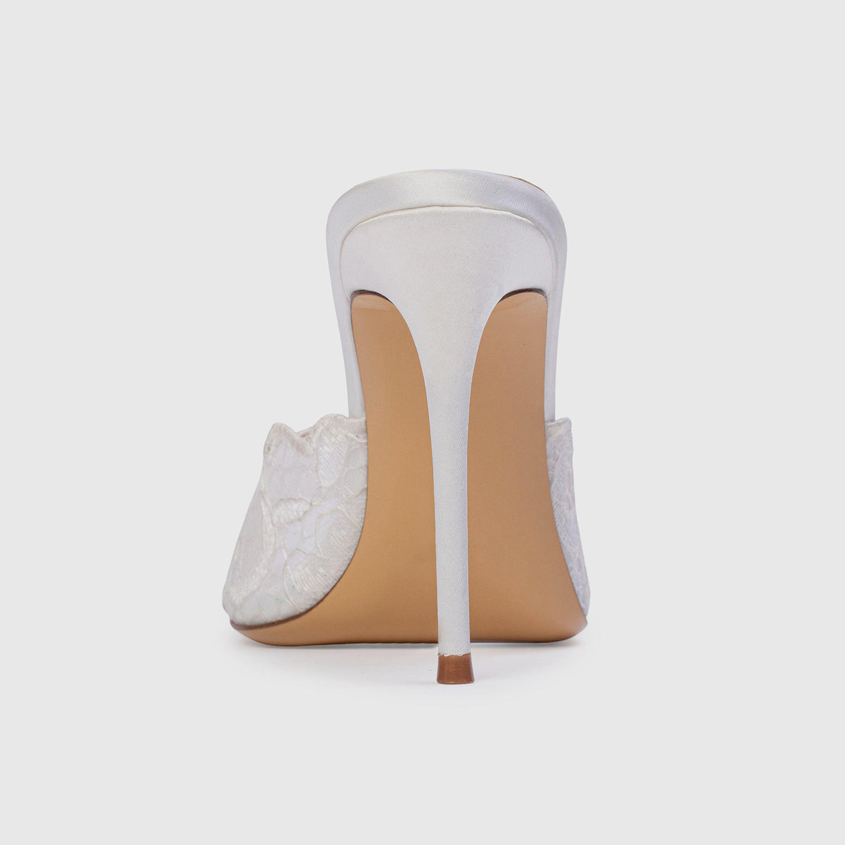 White Lace Mesh Peep Round-Toe Backless Simple High Heels