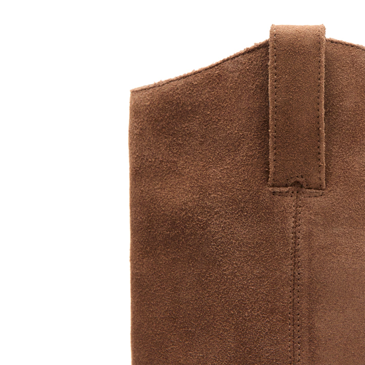 Brown Faux Suede Almond-Toe Simple Wide Calf Knee High Cowgirl Boots