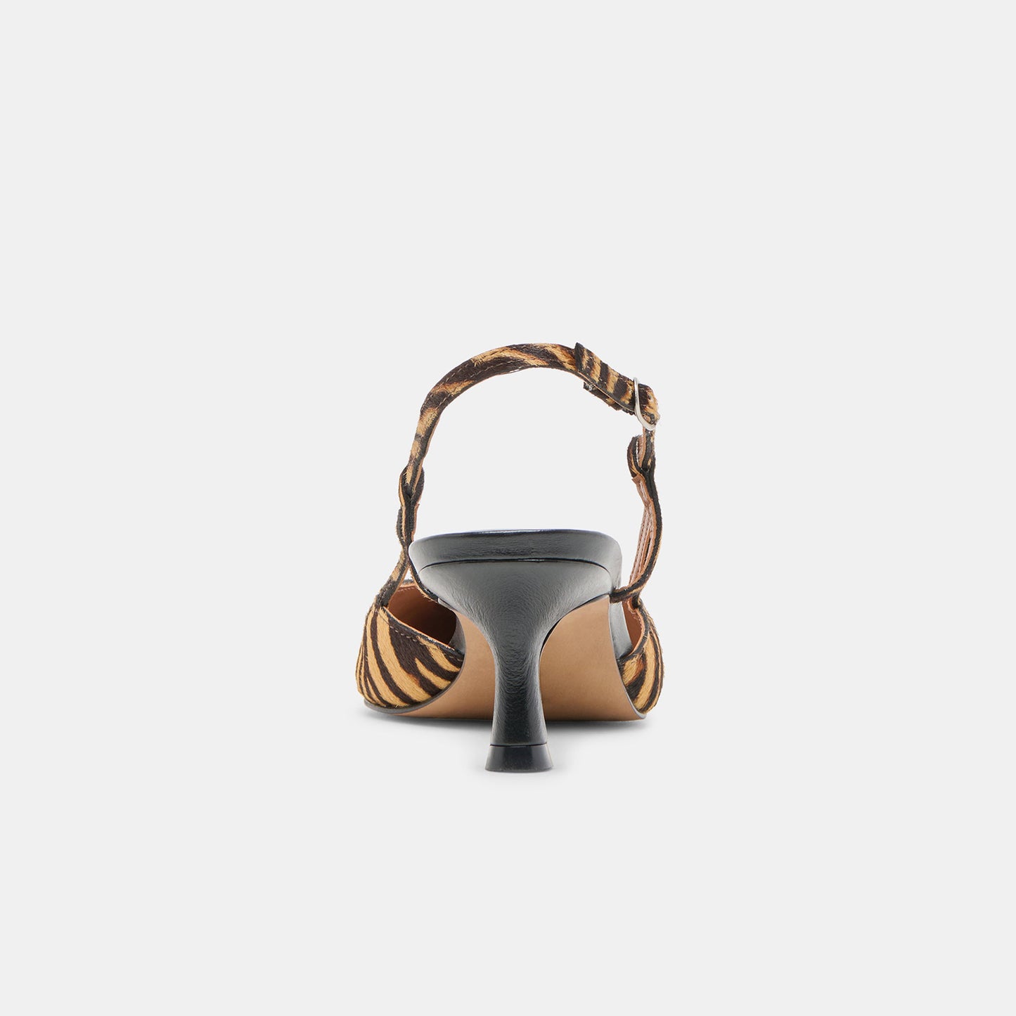 Zebra Pony Hair Print Pointed-Toe Classic Slip-On Slingback Kitten Heels