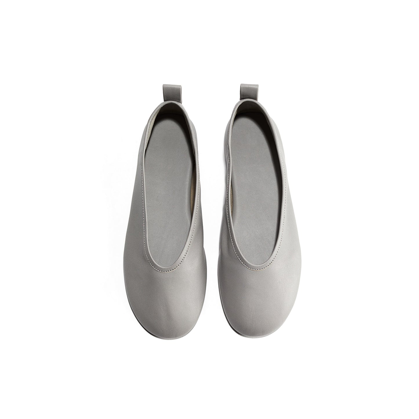 Gray Round-Toe Classic Ballet Flats