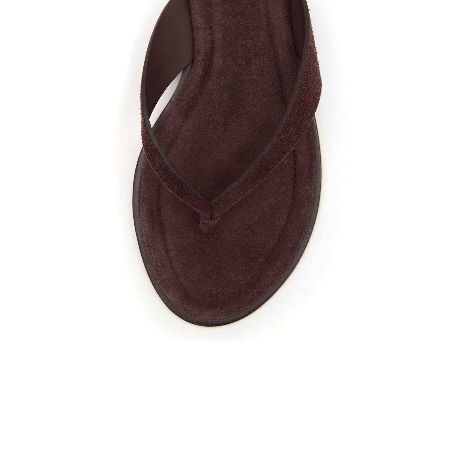 Coffee Faux Suede Round-Toe Flip-Flop Slip-On Sandals Flats