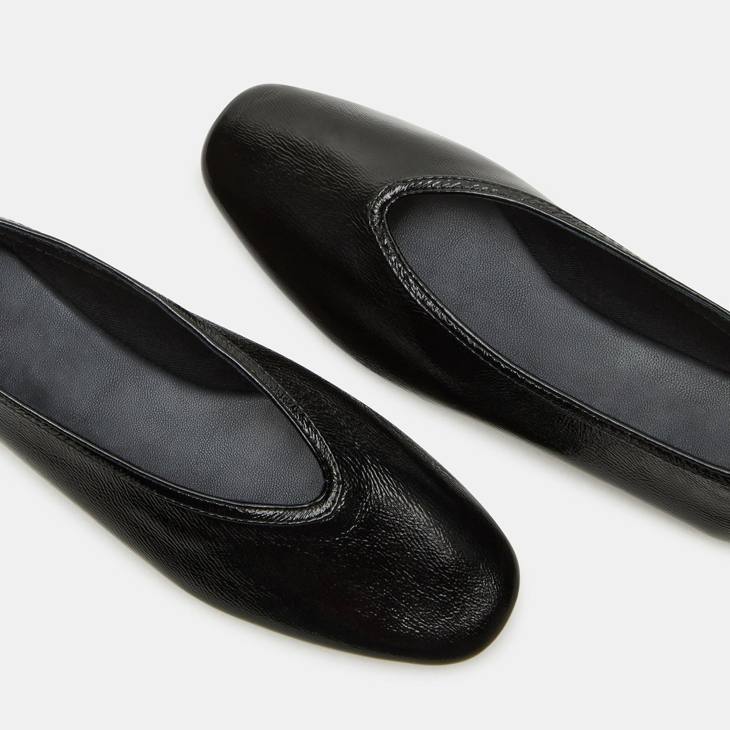 Patent Black Elegant Square-Toe Rhinestone Slip-On Flats