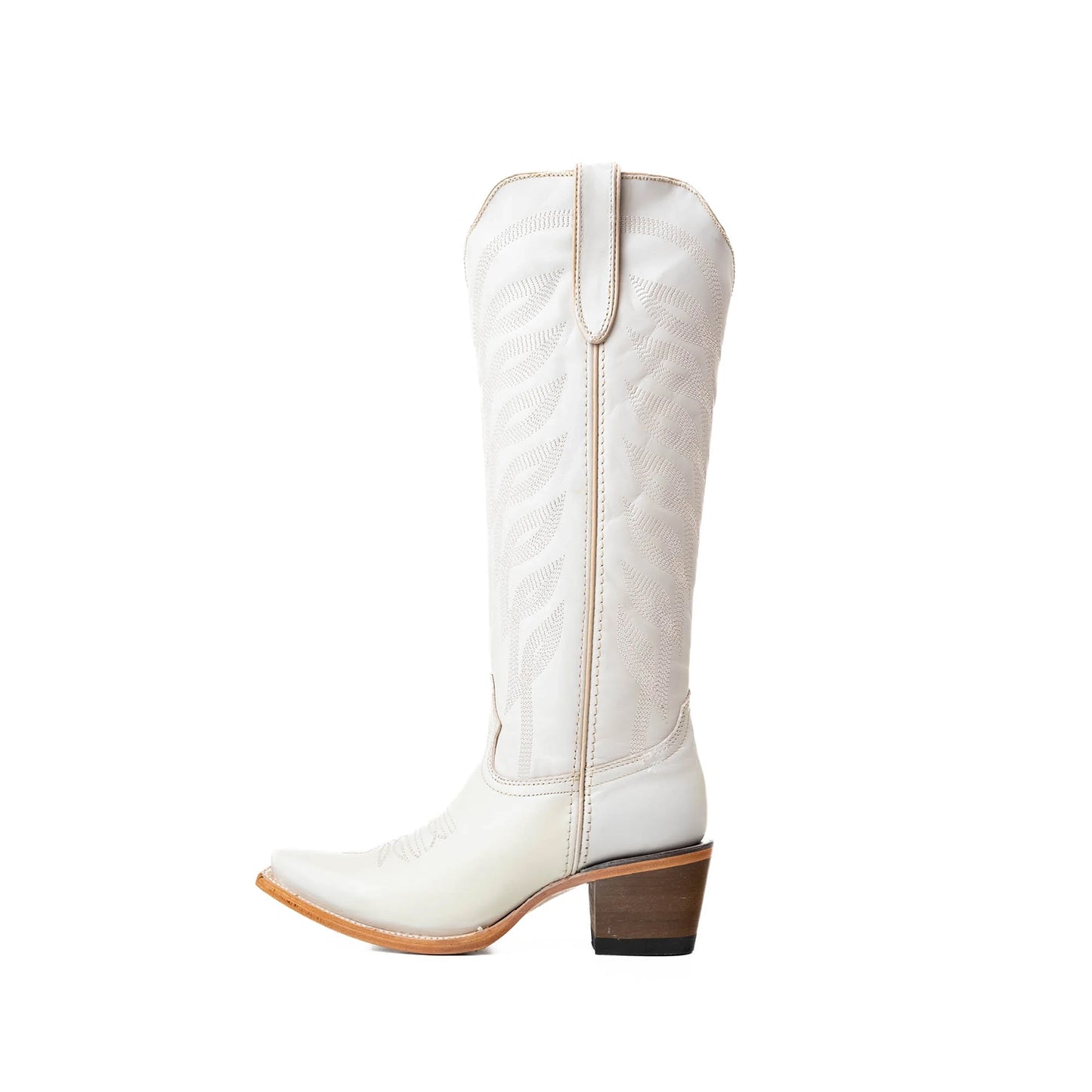 Bone Snip-Toe Half-Zip Embroidery Knee High Cowgirl Boots