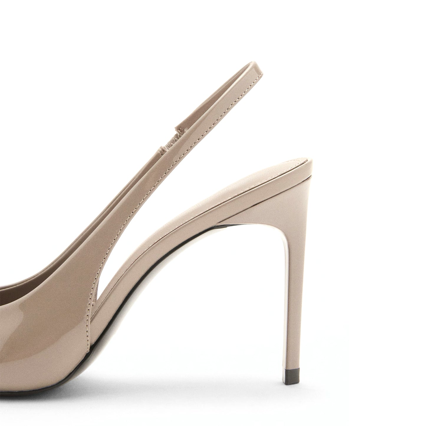 Patent Gray Pointed-Toe Slip-On Slingback High Heels