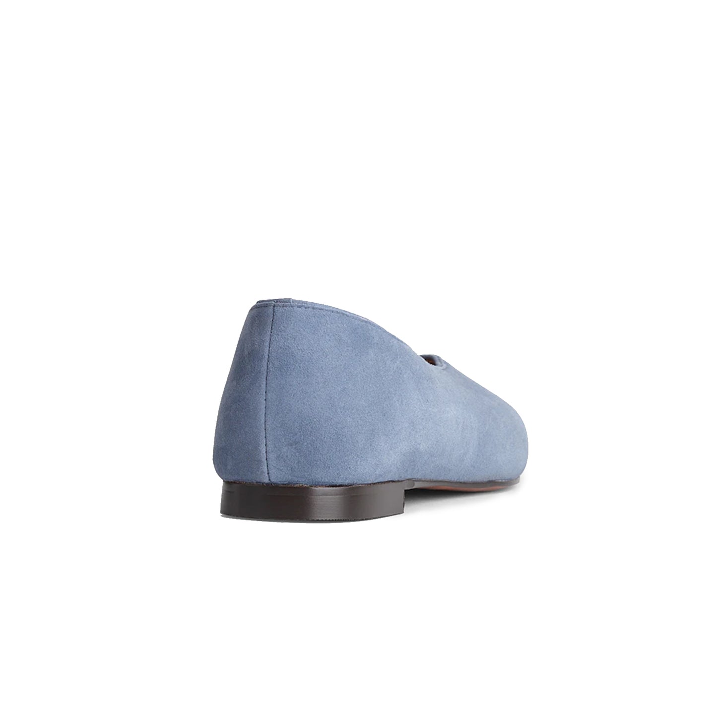 Blue Faux Suede Square-Toe Ballet Flats