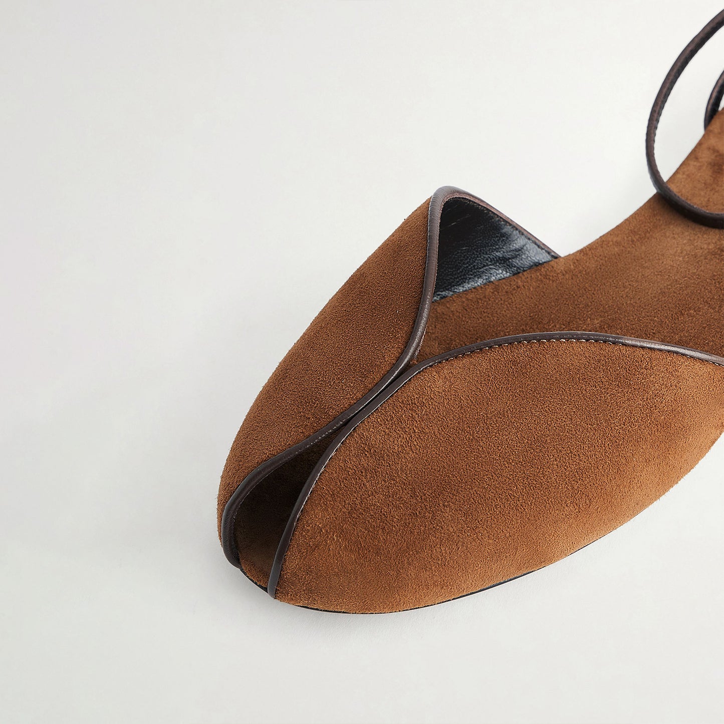 Brown Faux Suede Round-Toe Ankle Strap Slingback Sandals Flats