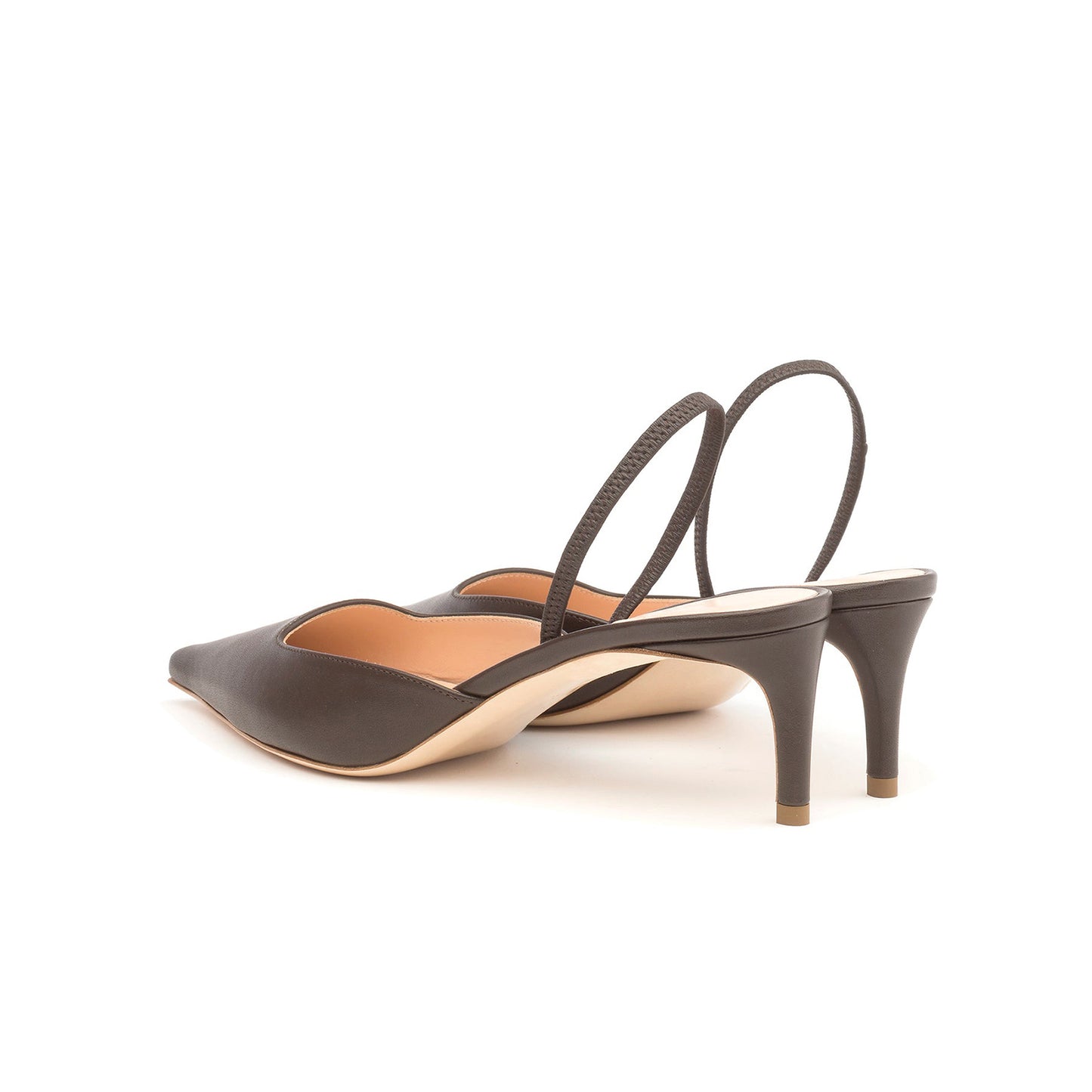 Coffee Eel Pattern Pointed-Toe Classic Slingback Kitten Heels