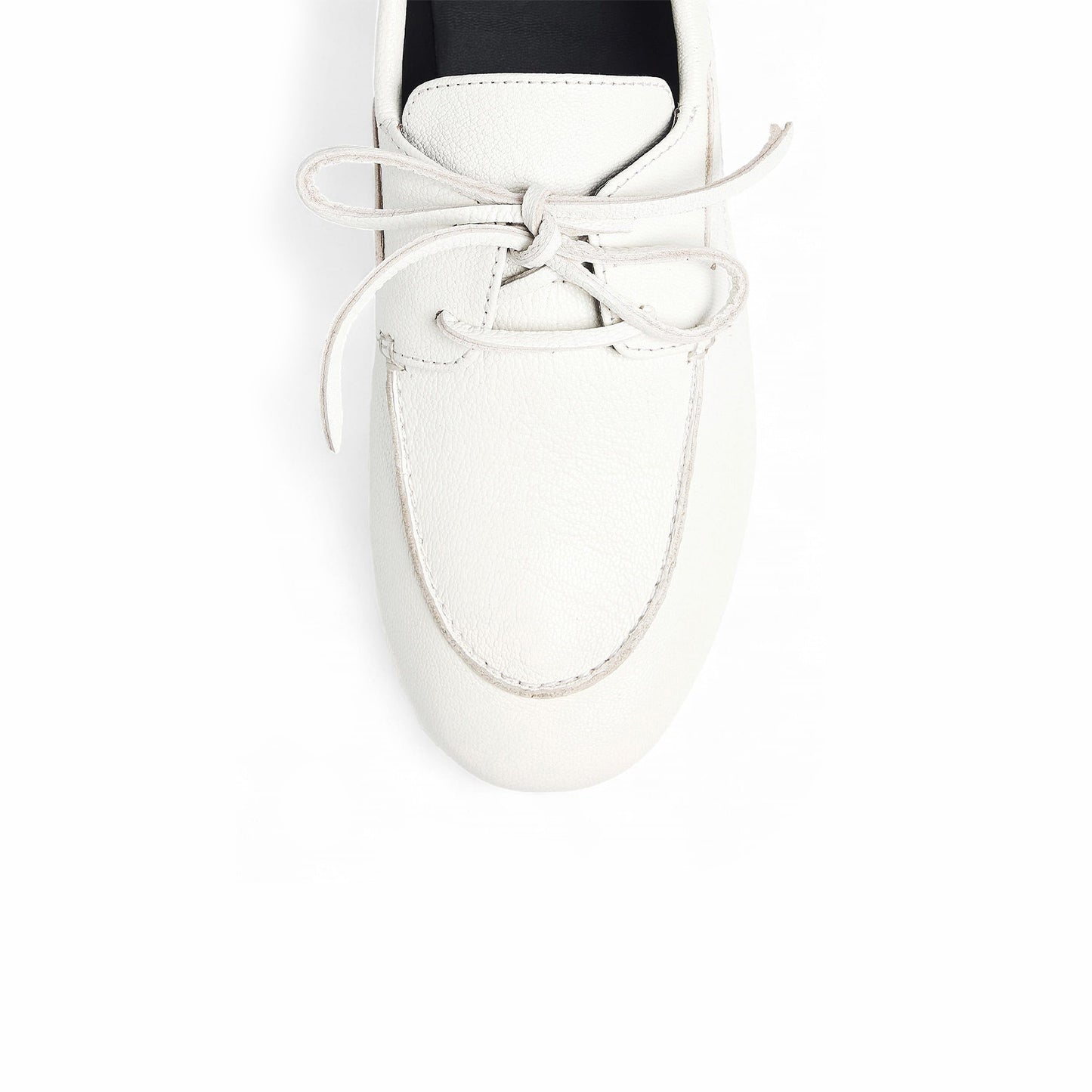 White Round-Toe Lace-Up Slip-On Flats Boat Shoes