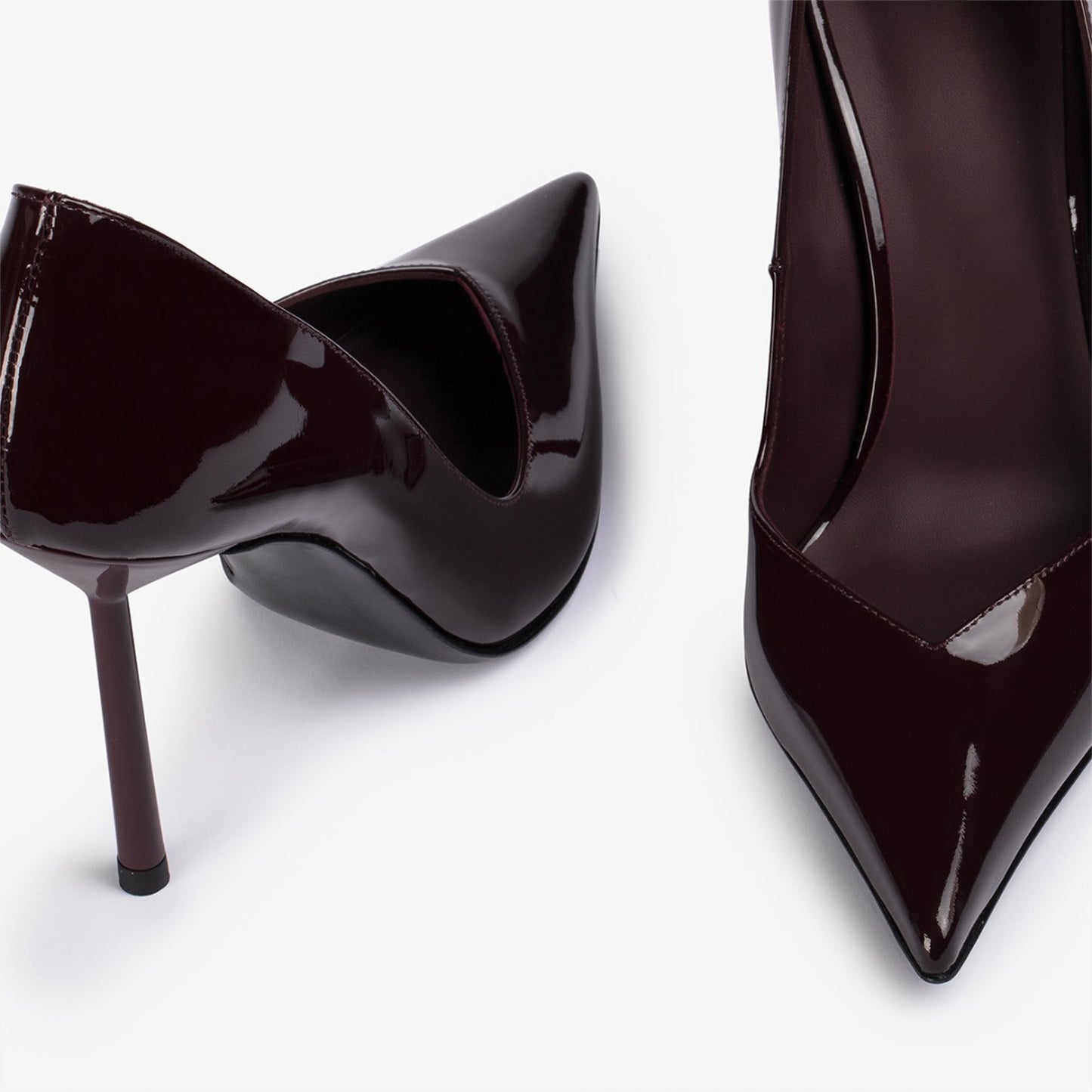Patent Cherry Red Pointed-Toe Sleek Slip-On High Heels