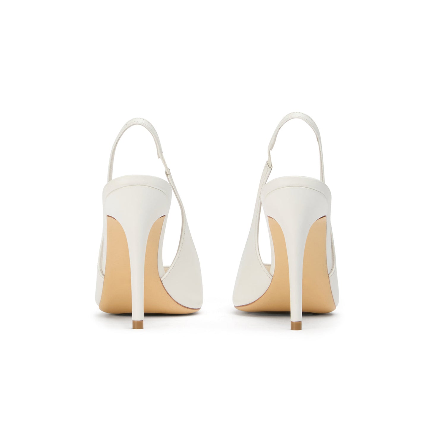 White Pointed-Toe Classic Slip-On Slingback High Heels