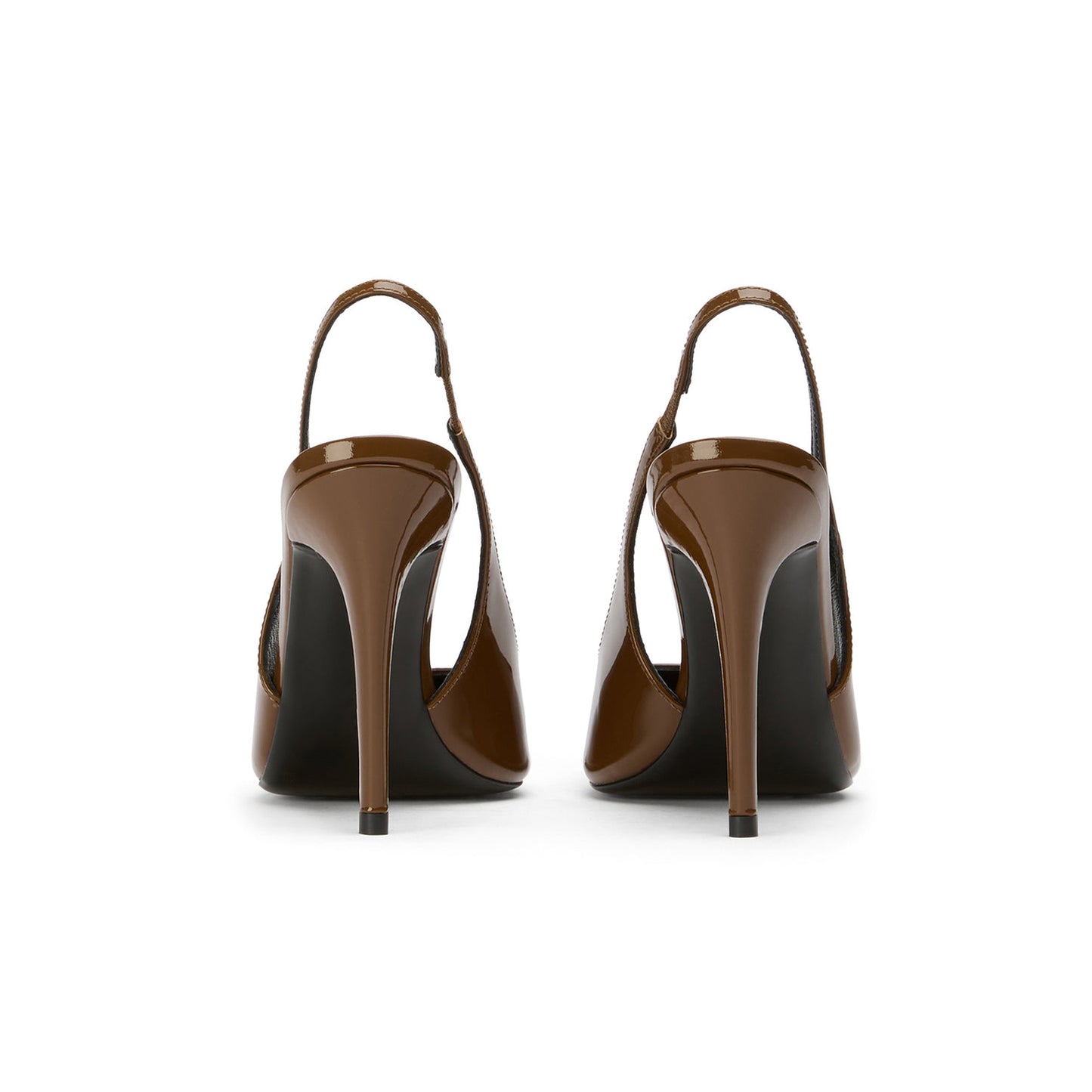 Patent Coffee Pointed-Toe Classic Slip-On Slingback High Heels
