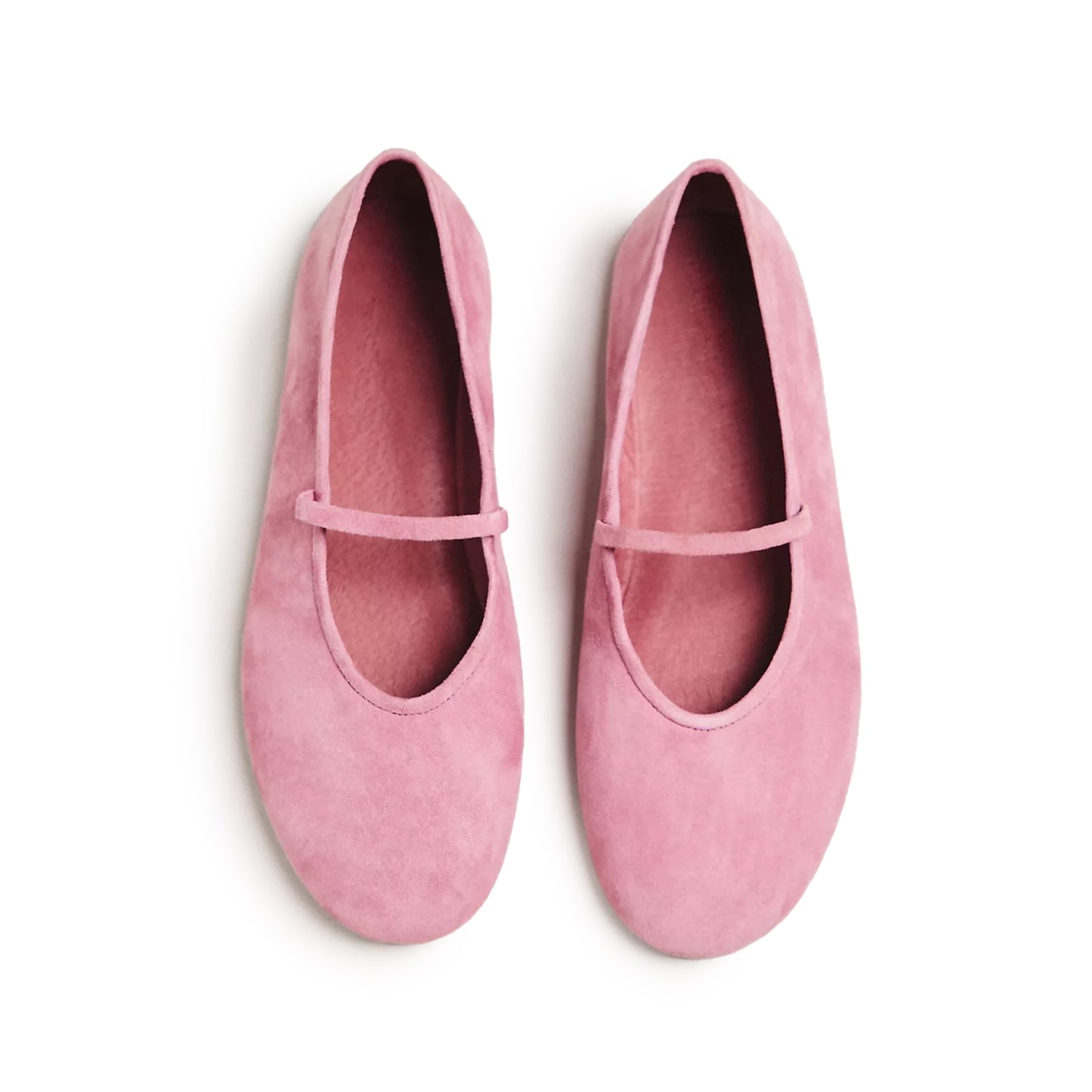 Lavender Faux Suede Round-Toe Bridge Strap Ballet Flats