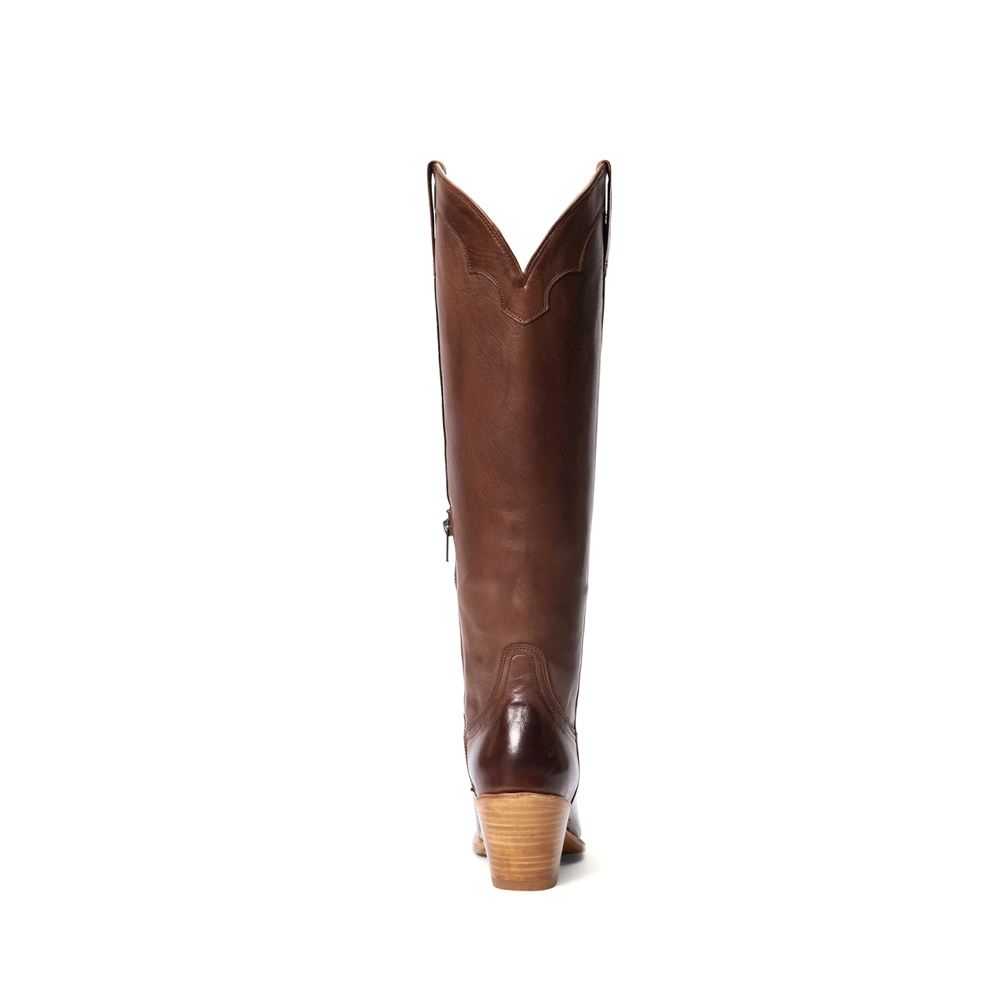 Brown Snip-Toe Simple Half-Zip Tall Knee High Cowgirl Boots