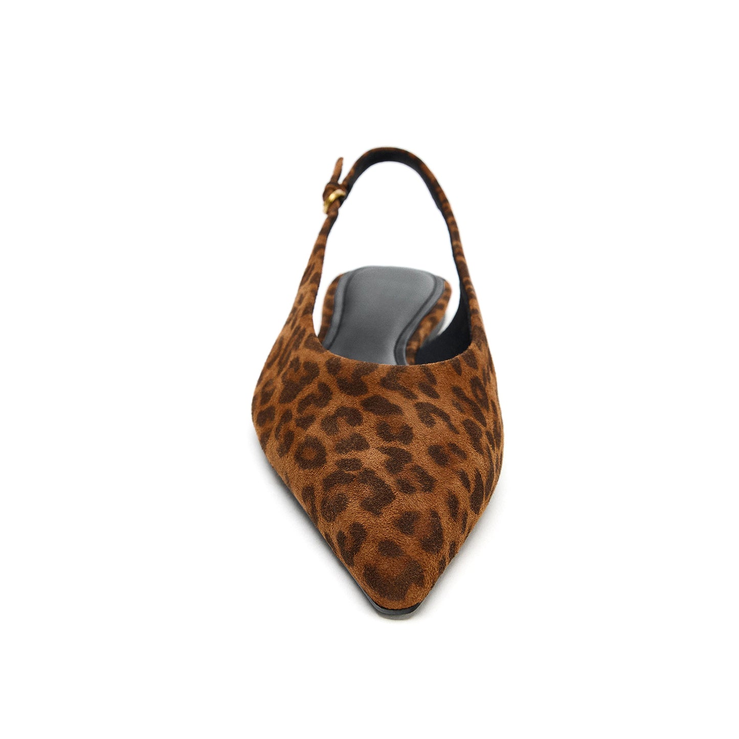 Leopard Faux Suede Pointed-Toe Slingback Flats
