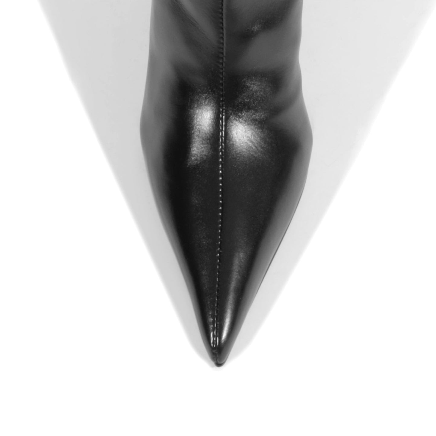 Black Pointed-Toe Short-Zip Slouch Over-The-Knee Stiletto Boots