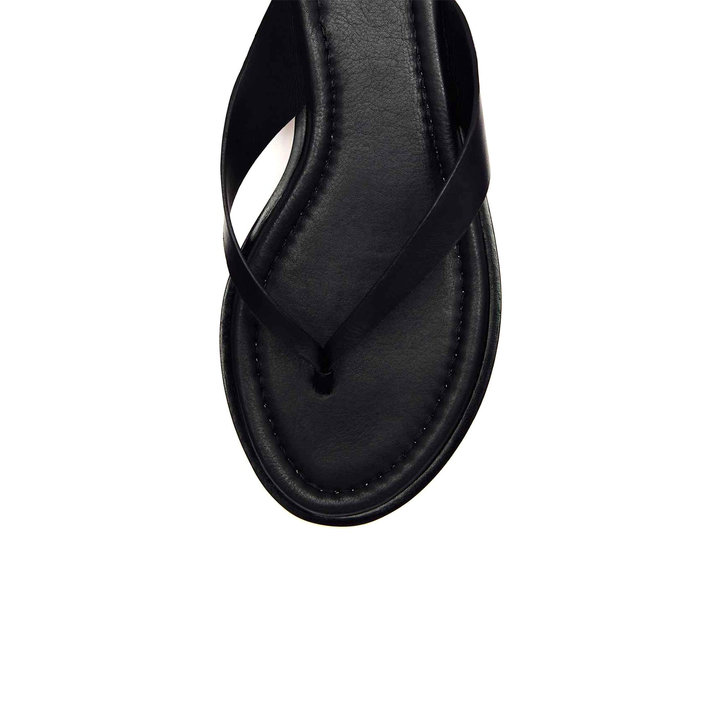 Black Round-Toe Flip-Flop Slip-On Sandals Flats