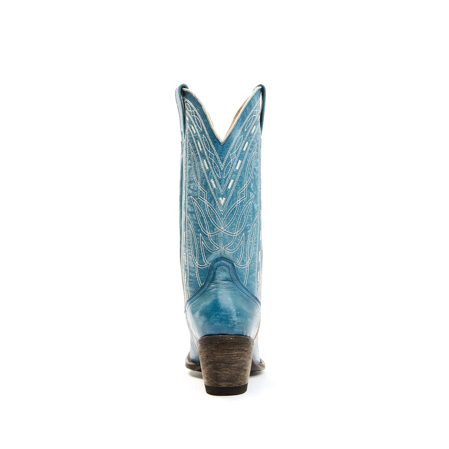 Teal Pointed-Toe Western Embroidery Mid Calf Cowgirl Boots