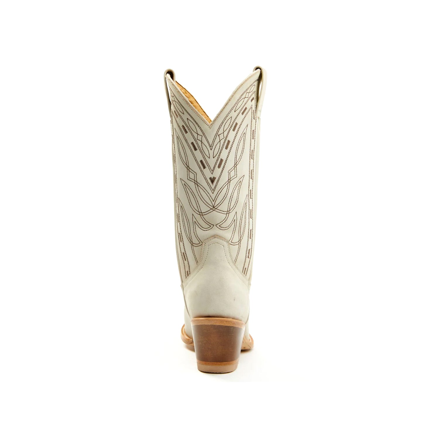 Ivory Pointed-Toe Western Embroidery Mid Calf Cowgirl Boots