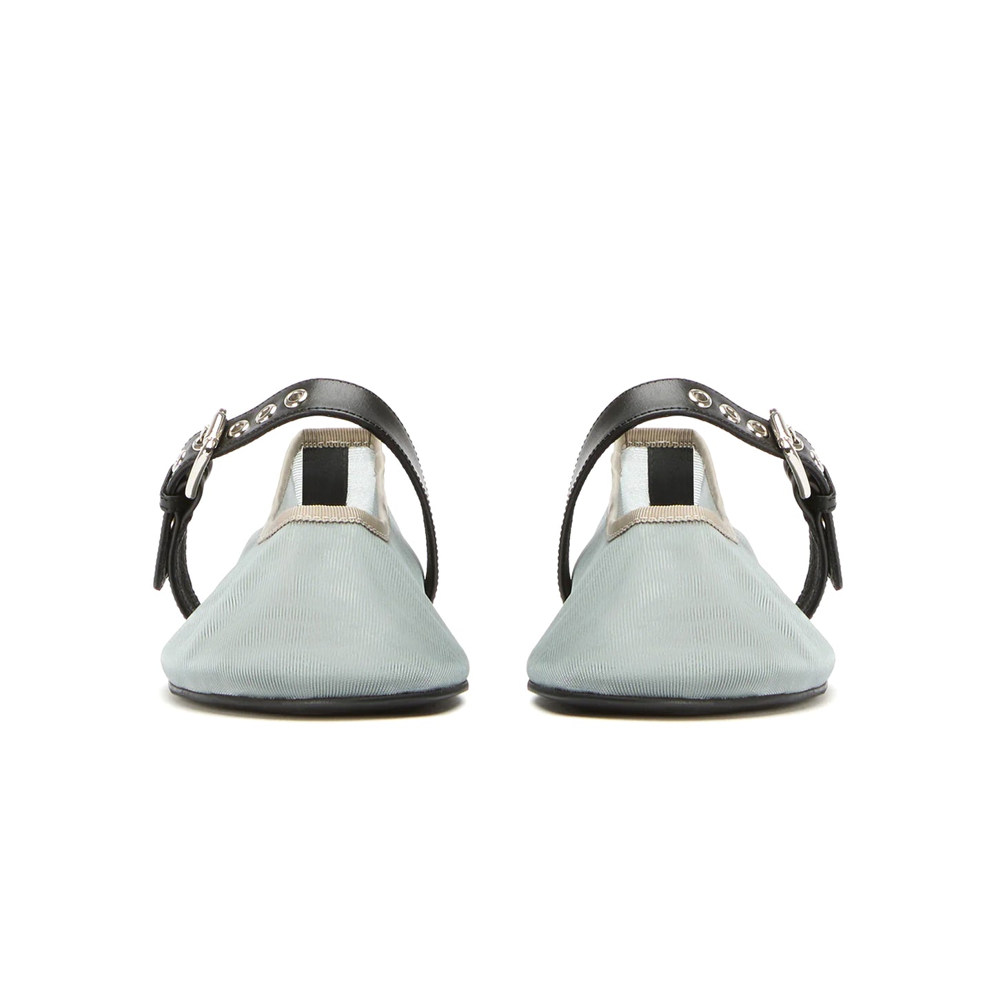 Steel Mesh Round-Toe Ballet Flats With Bridge Strap