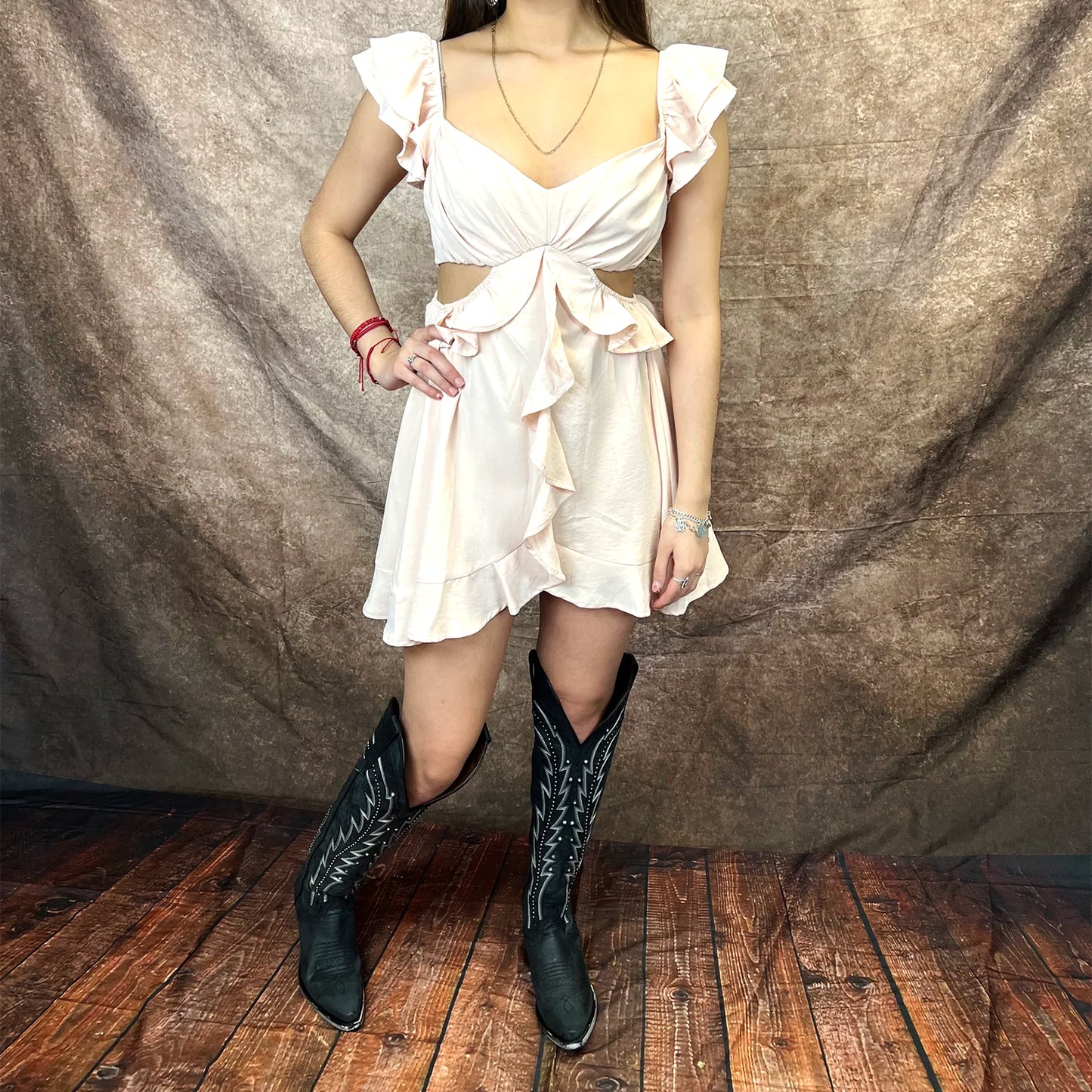 Black Snip-Toe Embroidery Rhinestone Wide Calf Knee High Cowgirl Boots