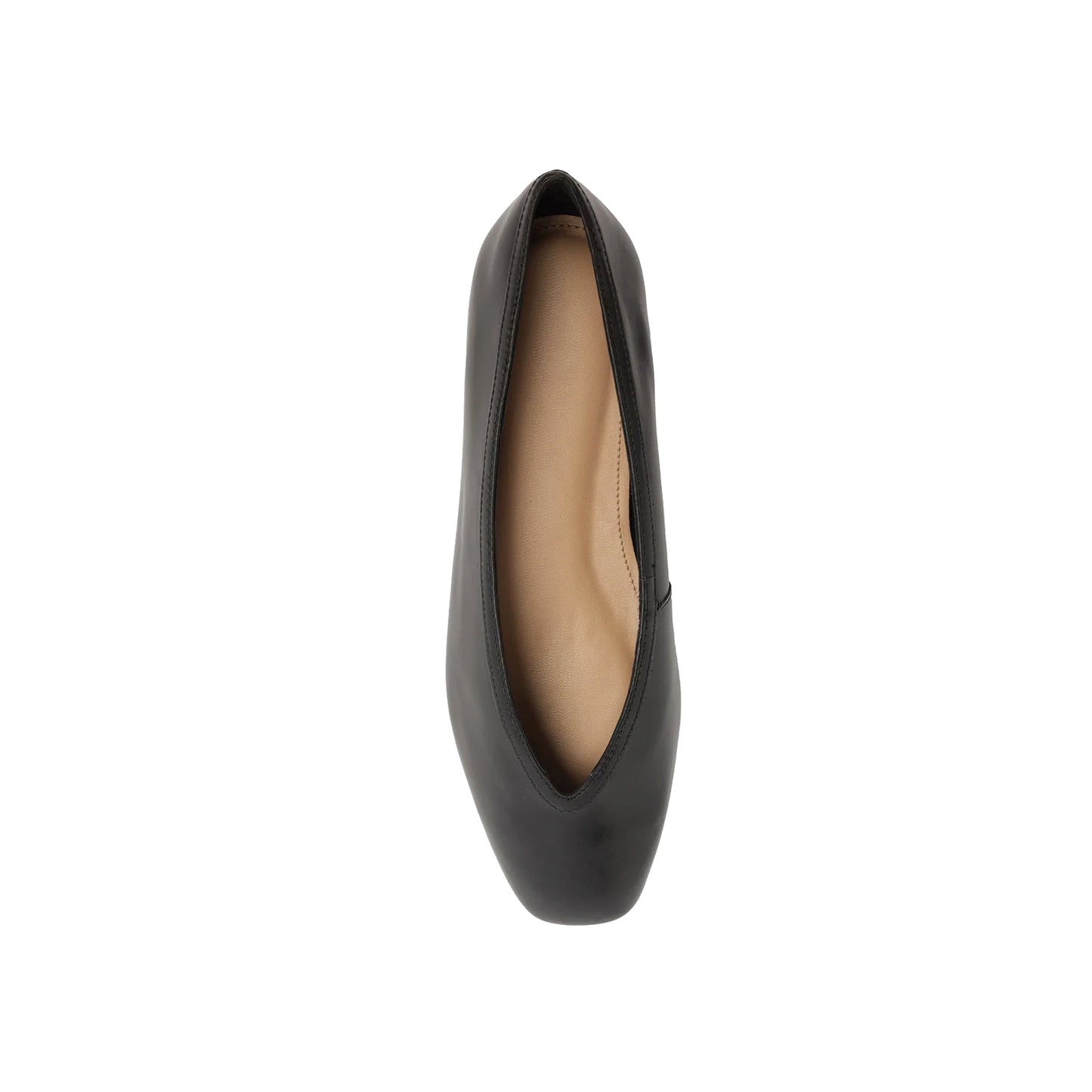 Black Vegan Leather Square-Toe Simple Ballet Flats
