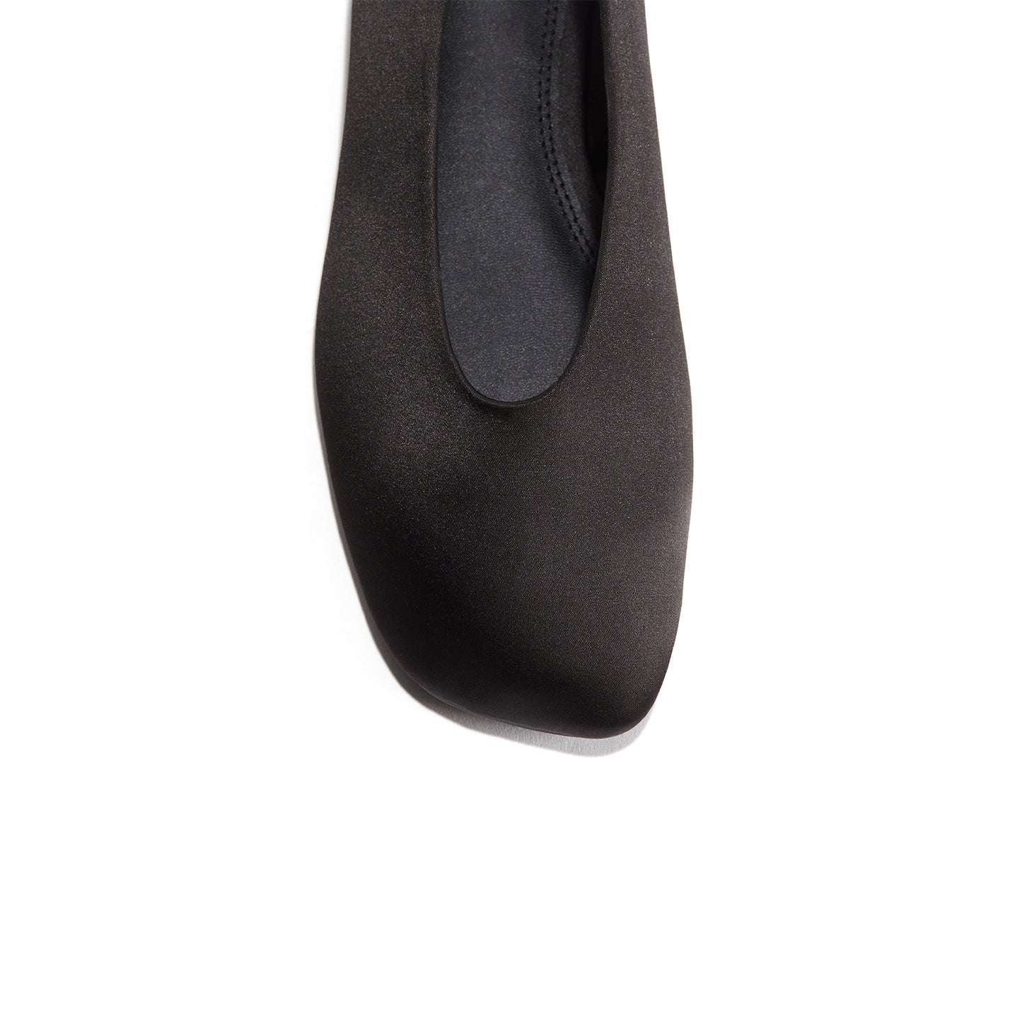 Black Satin Square-Toe Classic Slip-On Ballet Flats