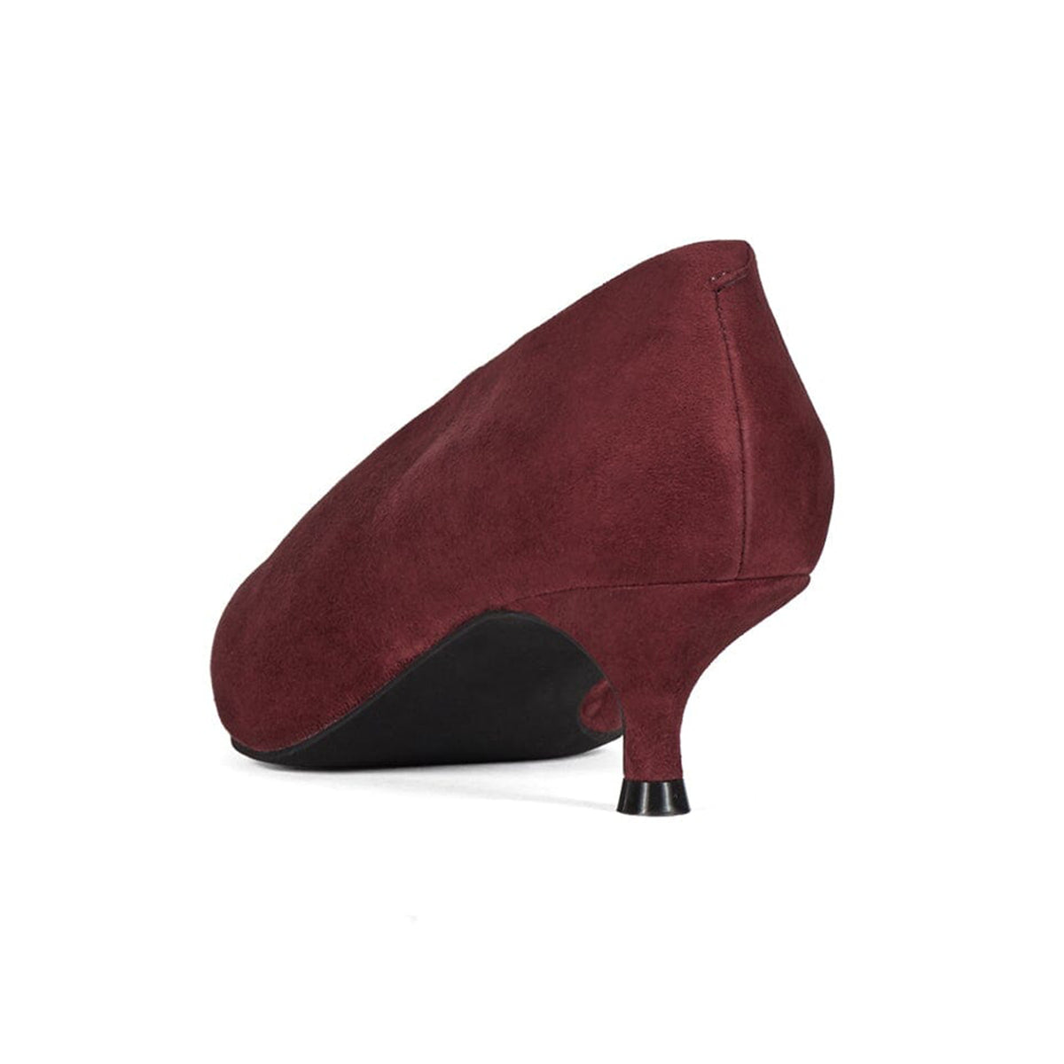 Wine Red Faux Suede Pointed-Toe Slip-On Chic Kitten Heels