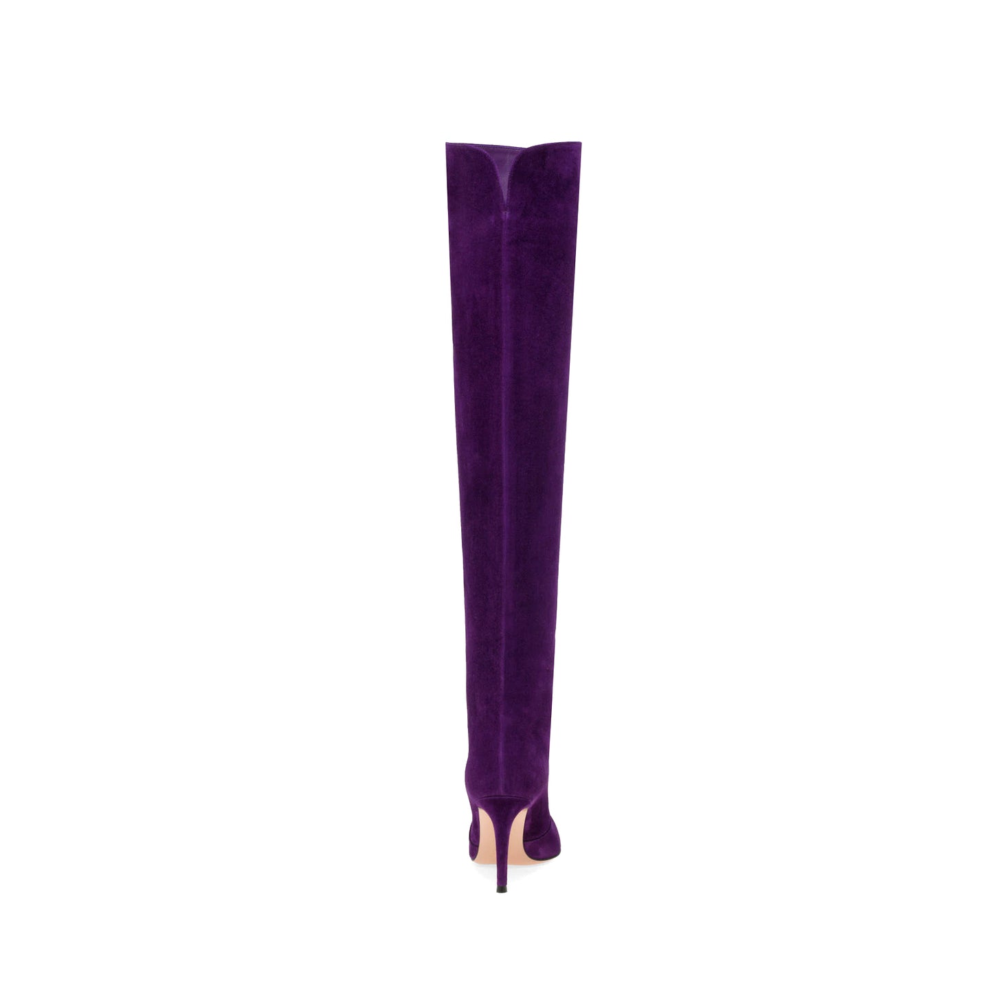 Purple Faux Suede Pointed-Toe Wide Calf Over-The-Knee Stiletto Boots