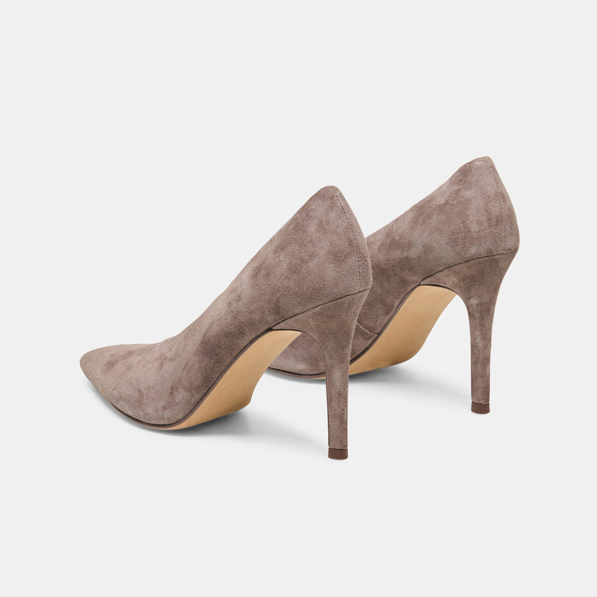 Dark Gray Faux Suede Pointed-Toe Slip-On Classic High Heels Pumps