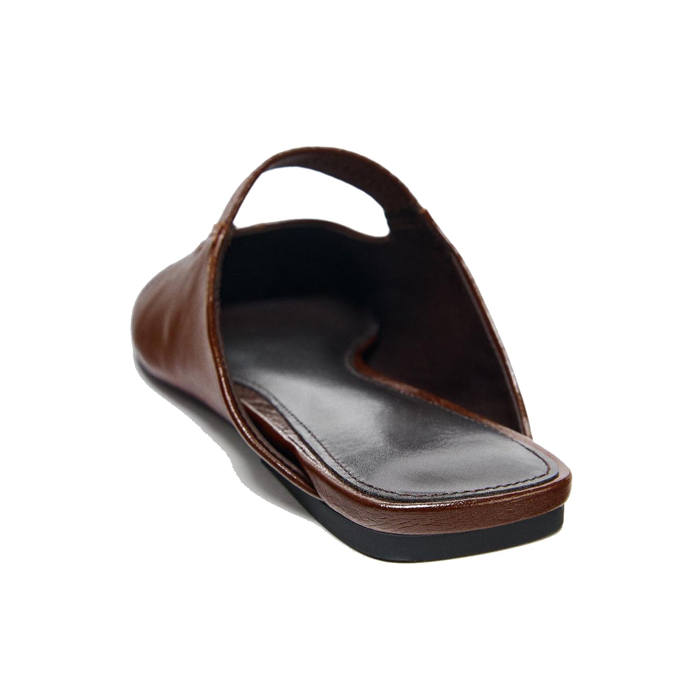 Brown Round-Toe Mary Jane Backless Chic Flats