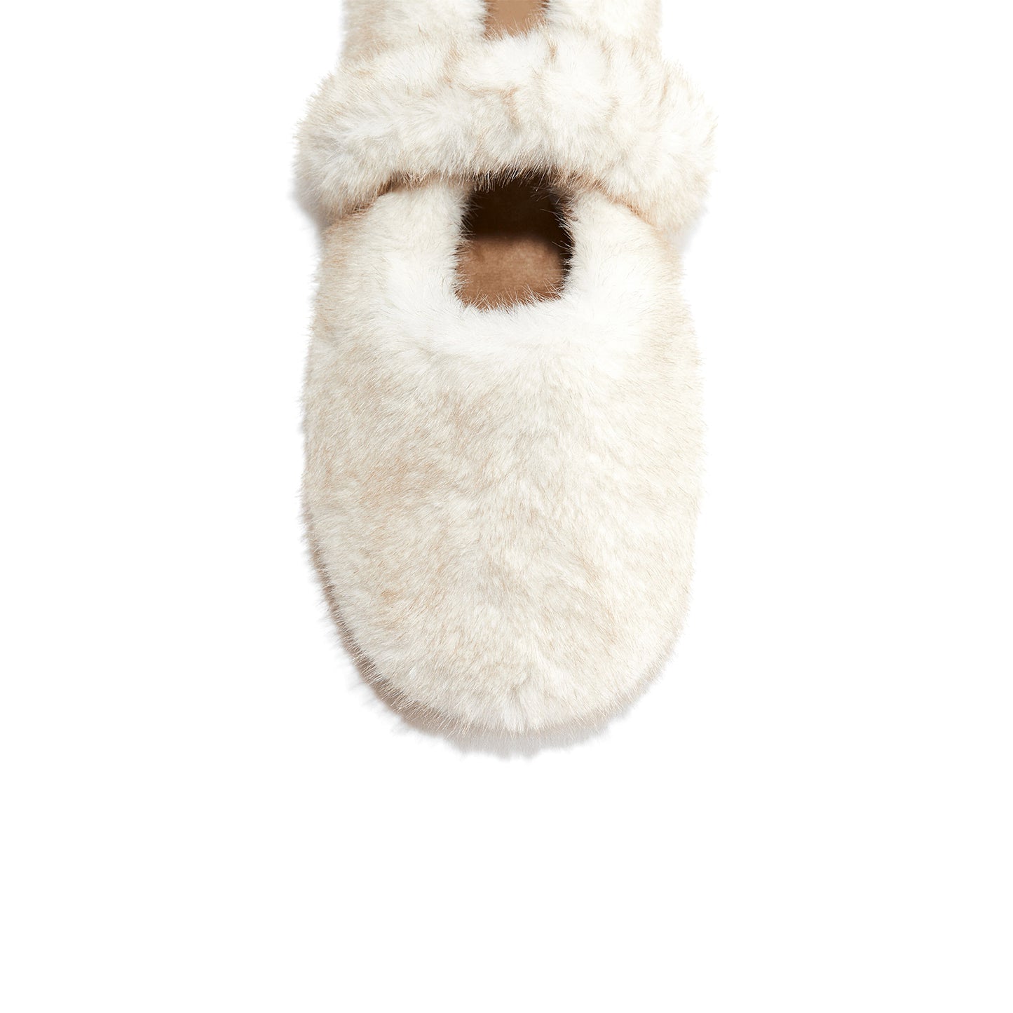 Light Beige Plush Round-Toe Bridge Strap Flats