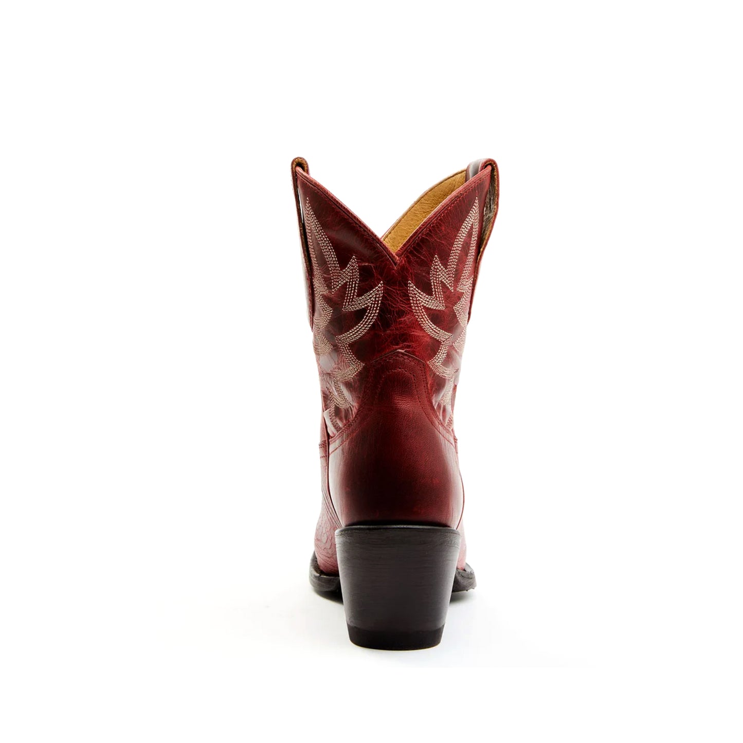 Distressed Red Almond-Toe Embroidery Ankle Cowgirl Boots