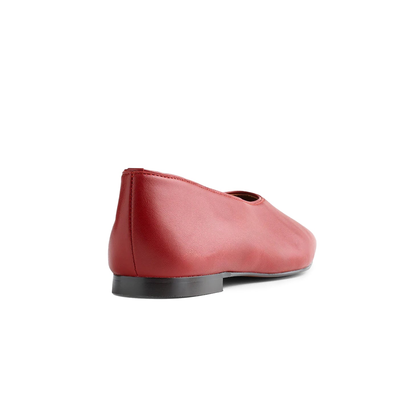 Red Vegan Leather Square-Toe Ballet Flats