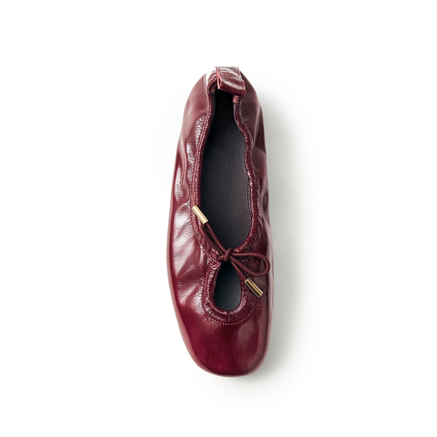 Patent Burgundy Square-Toe Stretchy Ballet Flats