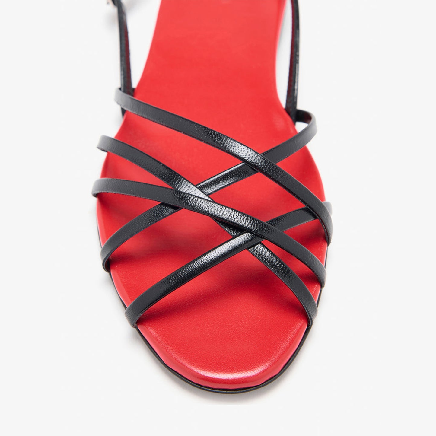 Black Round-Toe Strappy And Slingback Sandals Flats