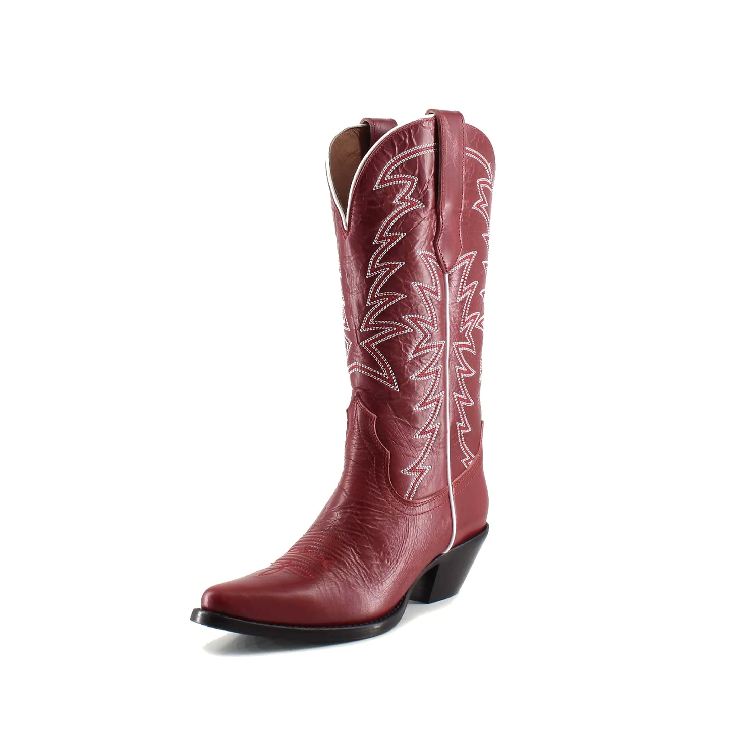 Red Snip-Toe Embroidery Western Mid Calf Cowgirl Boots