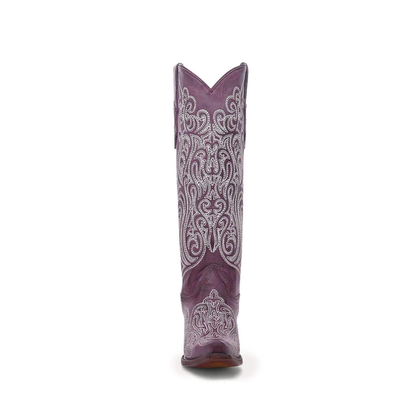 Dark Pink Snip-Toe Embroidery Wide Calf Knee High Cowgirl Boots
