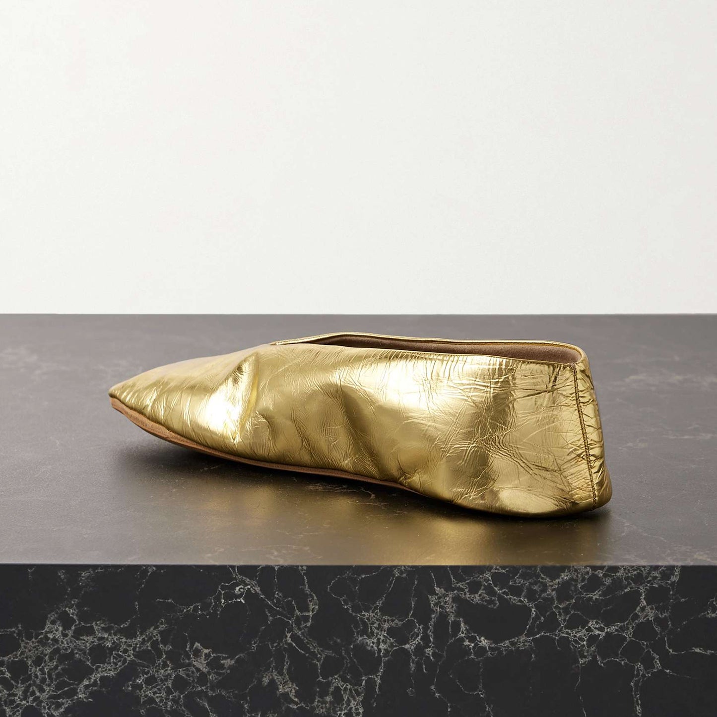 Metallic Gold Round-Toe Classic Ballet Simple Flats