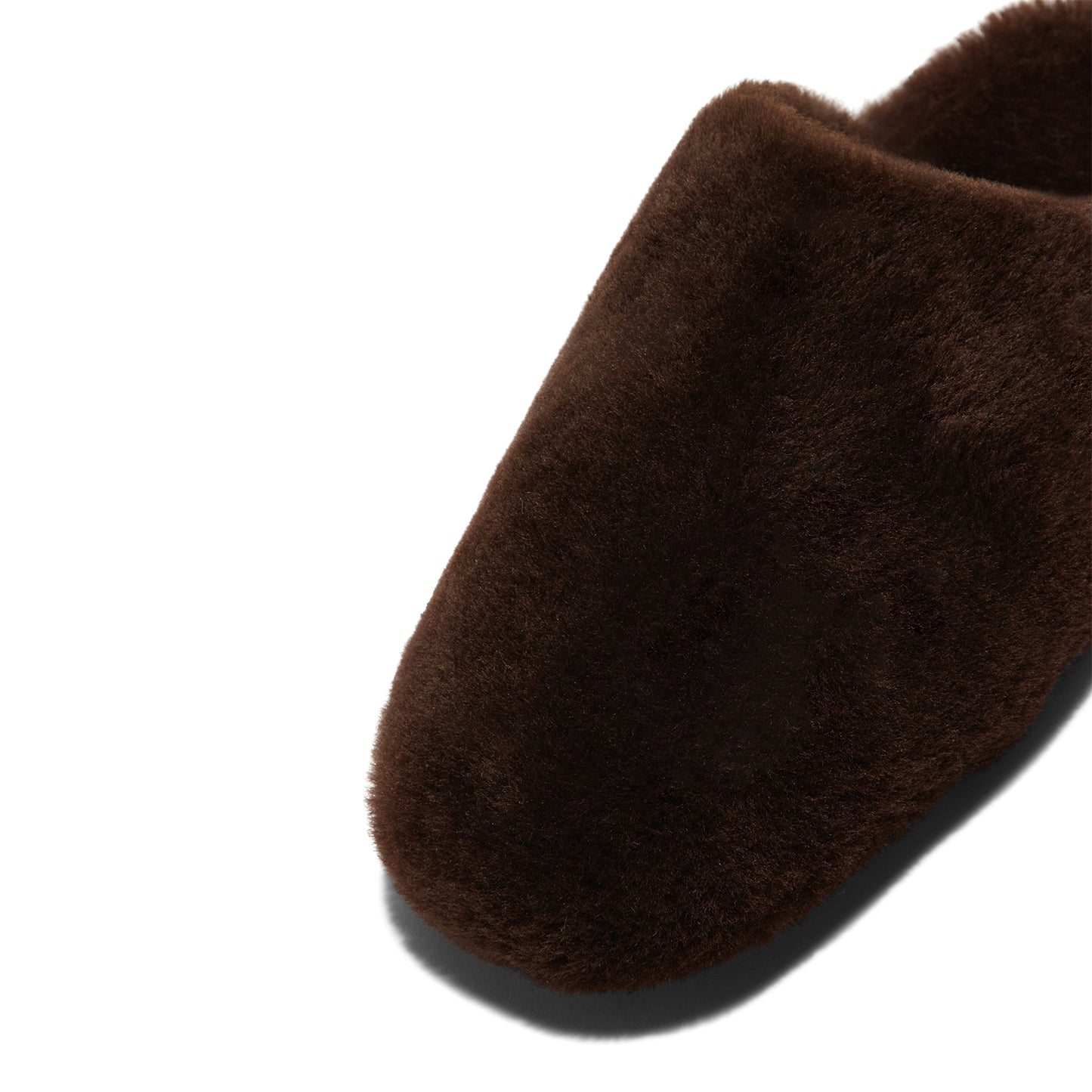 Chocolate Plush Square-Toe Slip-On Backless Slippers Flats