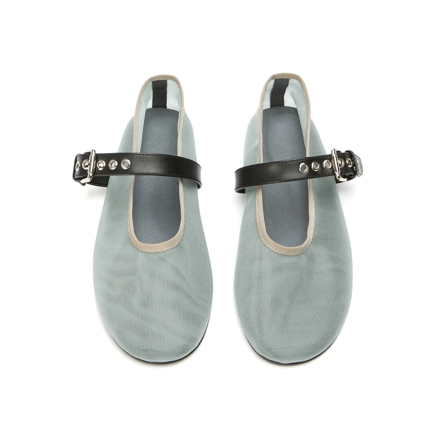 Steel Mesh Round-Toe Ballet Flats With Bridge Strap