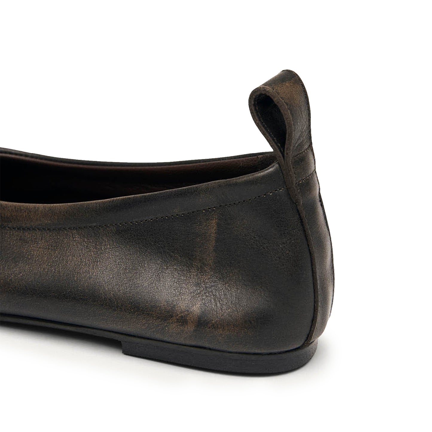 Brushed Brown Square-Toe Stretchy Ballet Flats