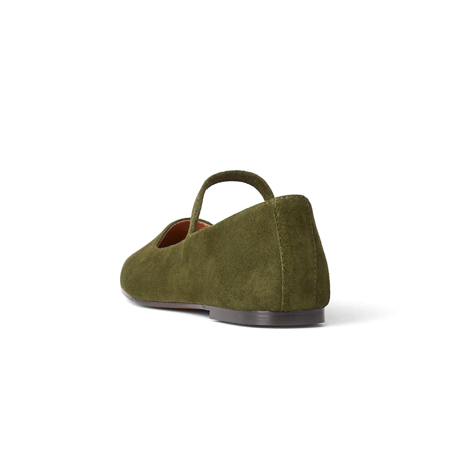 Loden Faux Suede Square-Toe Bridge Strap Slip-On Flats