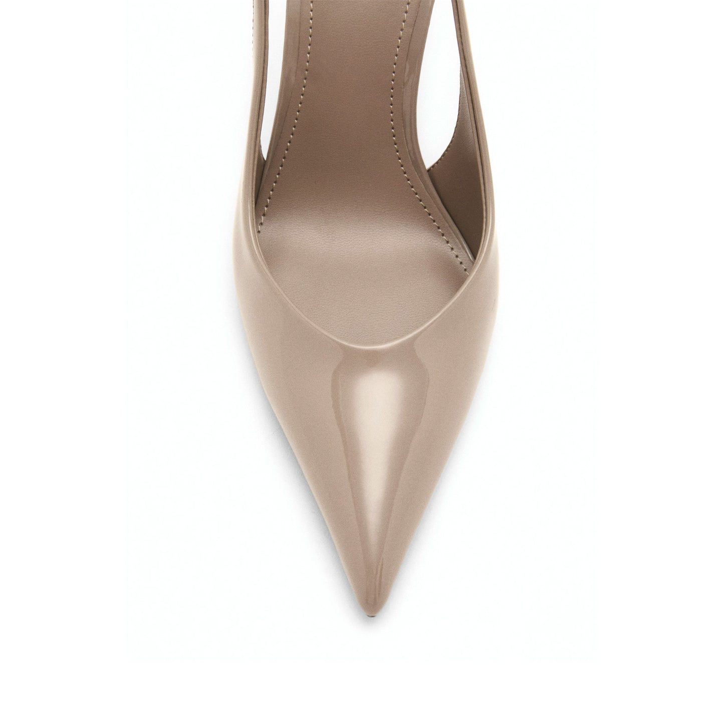 Patent Gray Pointed-Toe Slip-On Slingback High Heels